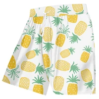 ujwi new plus size womenmens 3d pineapple fruit printed shorts purple red yellowshorts for hip hop wok shorts board 5xl