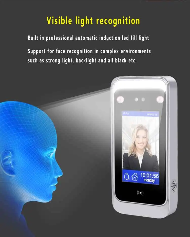 TCP Dynamic face recognition access control 1.0MP HD camera Visible light Anti photo and video | Безопасность и защита
