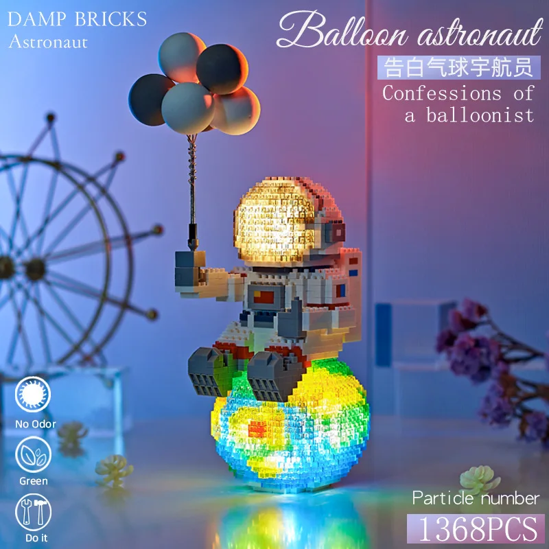 

MOC Mini Micro Astronaut Building Blocks Space Moon Satellite Diamond Bricks Constructor with Light Toys for Children