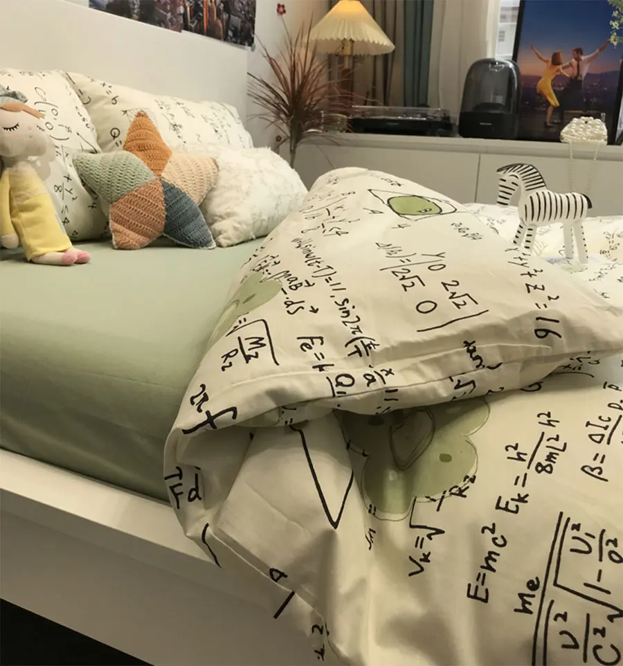 Модный крутой Комплект постельного белья зеленого цвета с надписью для