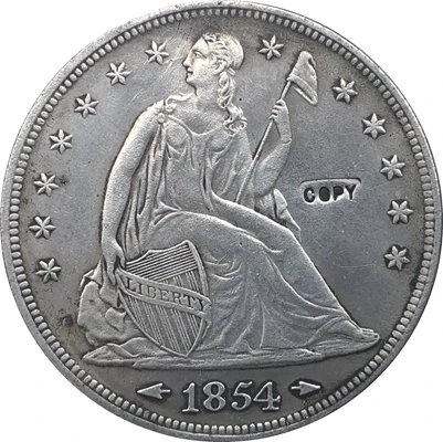 

1854 Сидящая Liberty долларовые монеты КОПИЯ