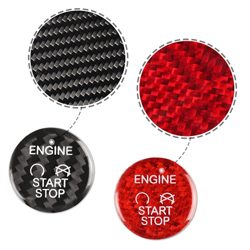 

for Ford Focus Kuga Carbon Fiber Sticker Car Engine Start Button Ignition Device Switch Cover Interior Trim