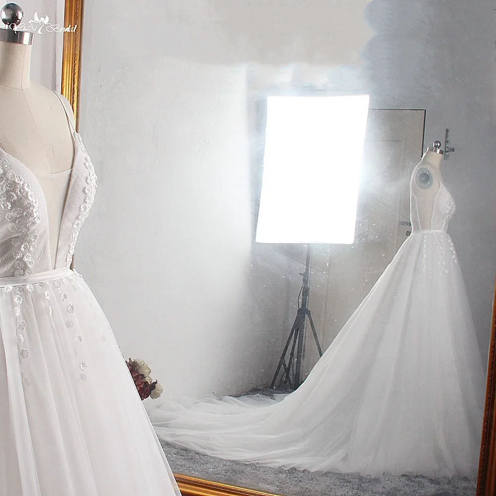 LZ400 Блестящий Жемчуг маленькие цветы свадебное платье v-образным вырезом без