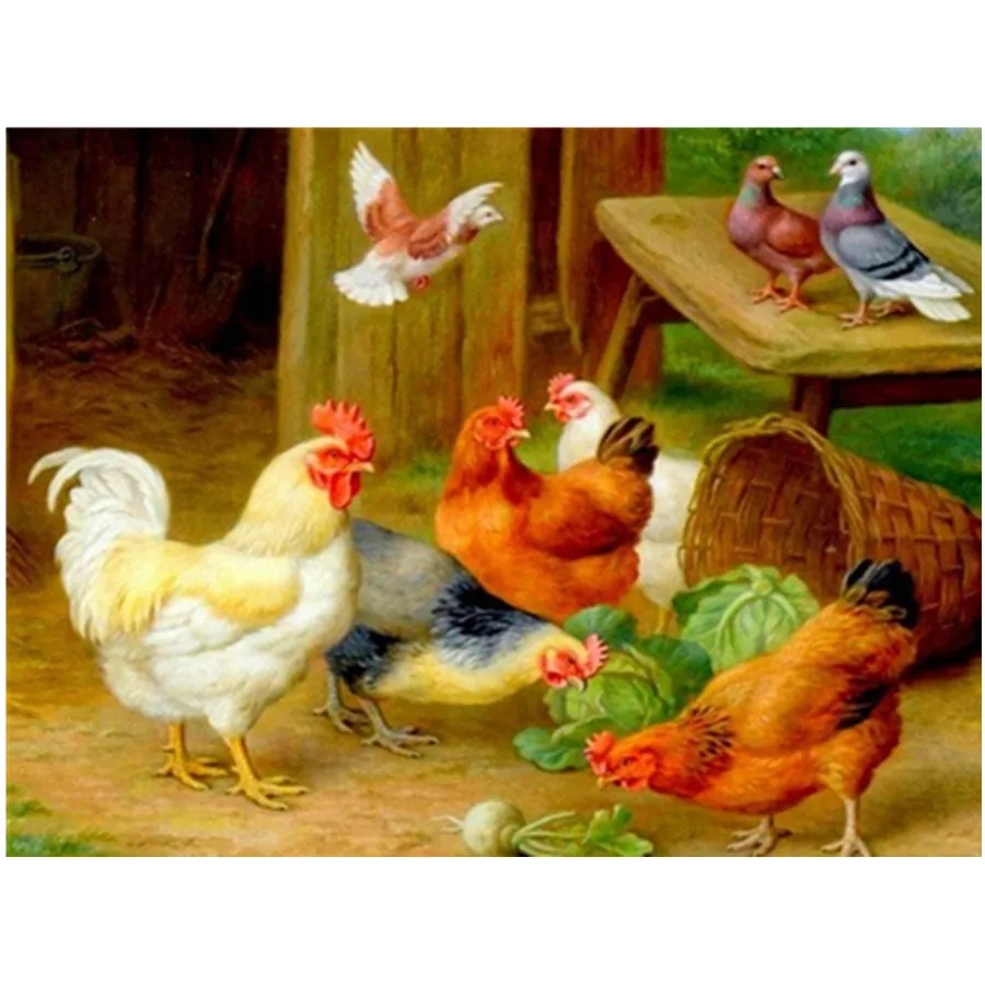 

Diamond Painting Chicken Full Square Diamond Embroidery Animals Cross Stitch Kit Mosaic Rhinestone Art Home Decor