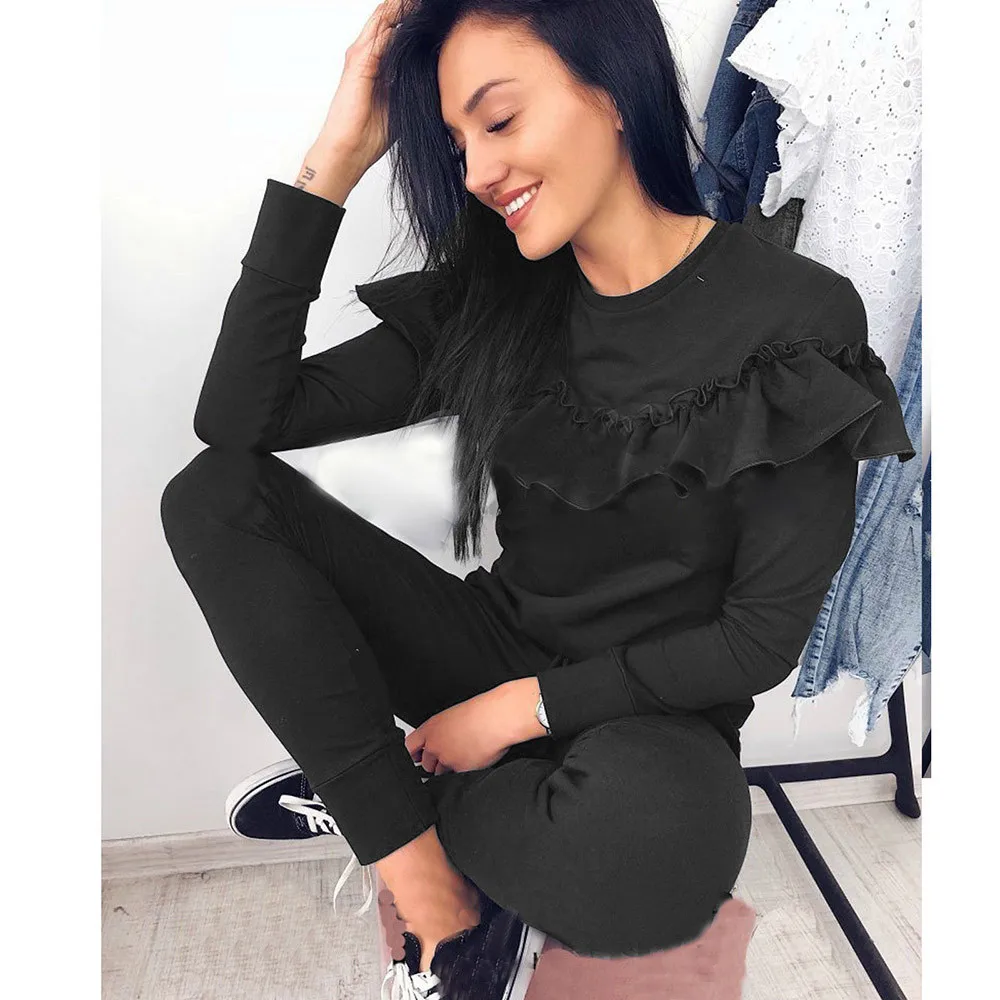 Женские спортивные костюмы из 2 предметов повседневная Осенняя однотонная