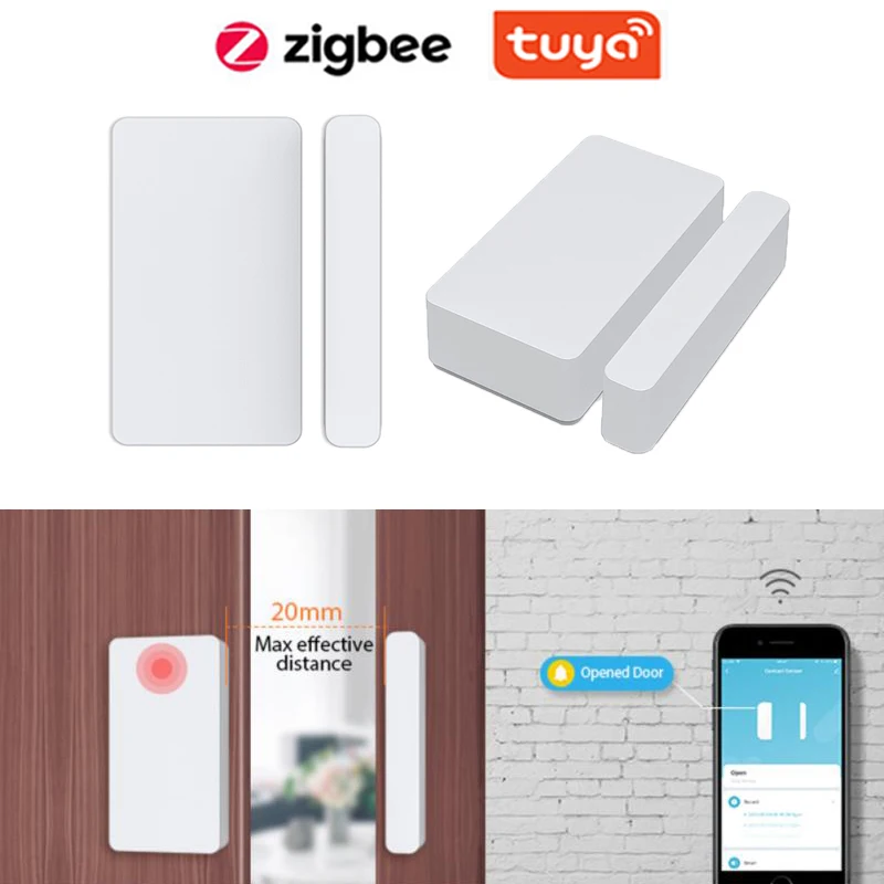 

Tuya Zigbee 3.0 Door Sensor Detector Open / Close Status Alarm Push APP Monitor Smart Home Window Sensor for Alexa Google Home