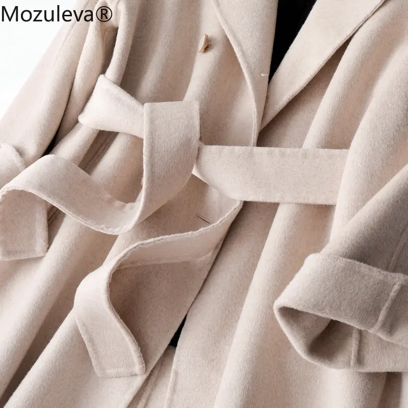 Молочно-коричневое двустороннее кашемировое шерстяное пальто мозалэва Женское