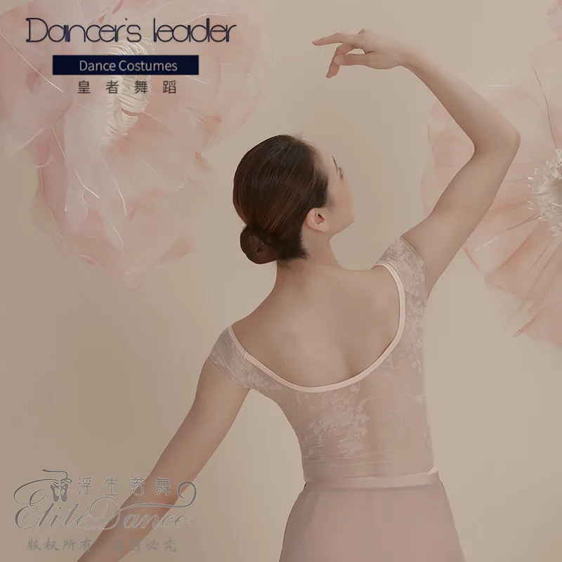 

Ballet Dance Leotards for Women Exercise Clothes Flocking Mesh Stitching Gym Suit Adult Aerial Yoga One-piece Sexy Swimsuit