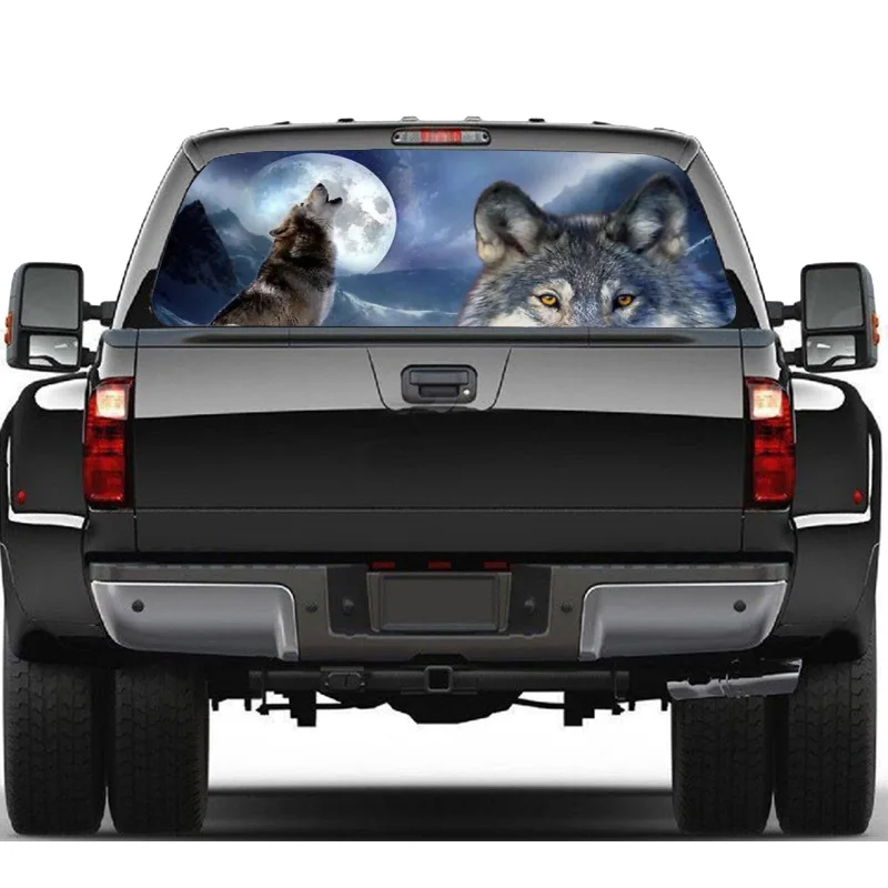 

Wolf for Truck Jeep Suv Pickup 3D Rear Windshield Decal Sticker Decor Rear Window Glass Poster 57.9 x 18.1 Inch