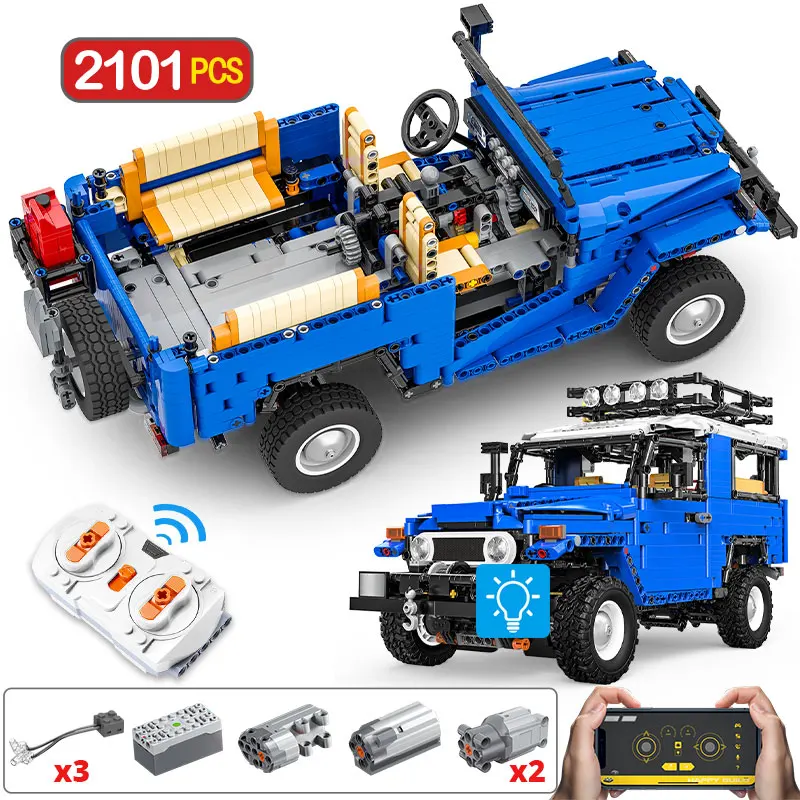 

2101pcs City Technical RC LED Off-road Truck Car Building Blocks Electric APP Remote Control Vehicle Bricks Toys For Boys Gifts