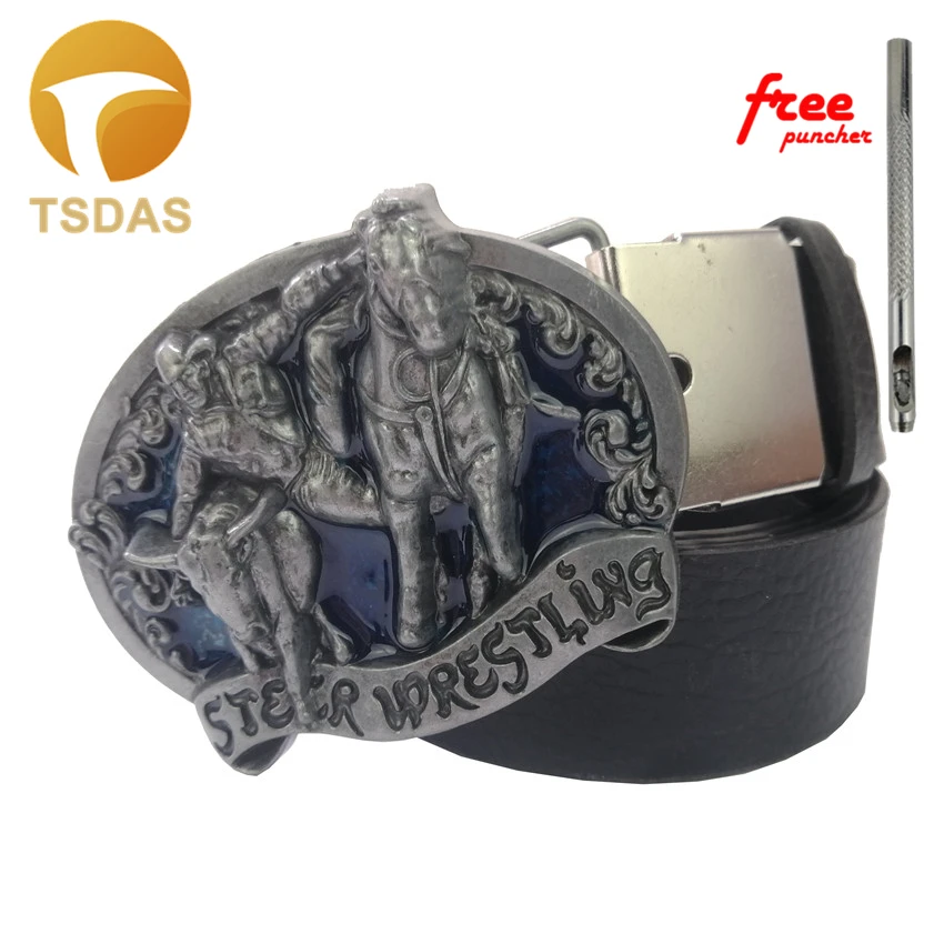 Ковбойская пряжка для ремня с серебристым покрытием 3D Серебристые Металлические