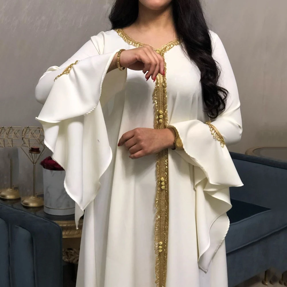 Арабское платье с кисточками белая абайя Женская Djellaba мусульманская Мода одежда
