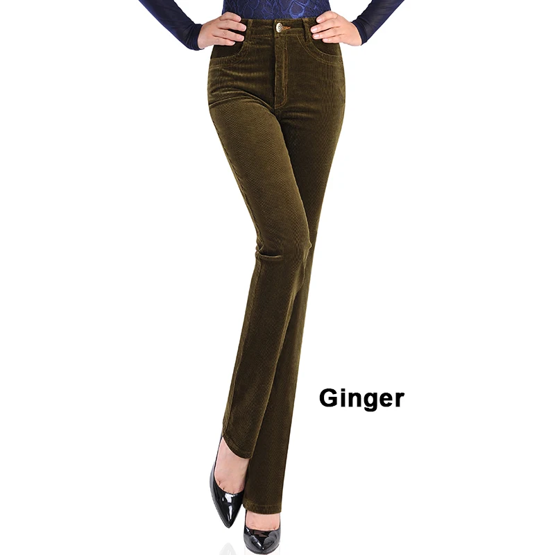 Ginger Осенне-зимняя одежда женские вельветовые брюки стрейч женские s Хлопковые женские Большие размеры женские свободные с высокой талией женские штаны - Цвет: Ginger