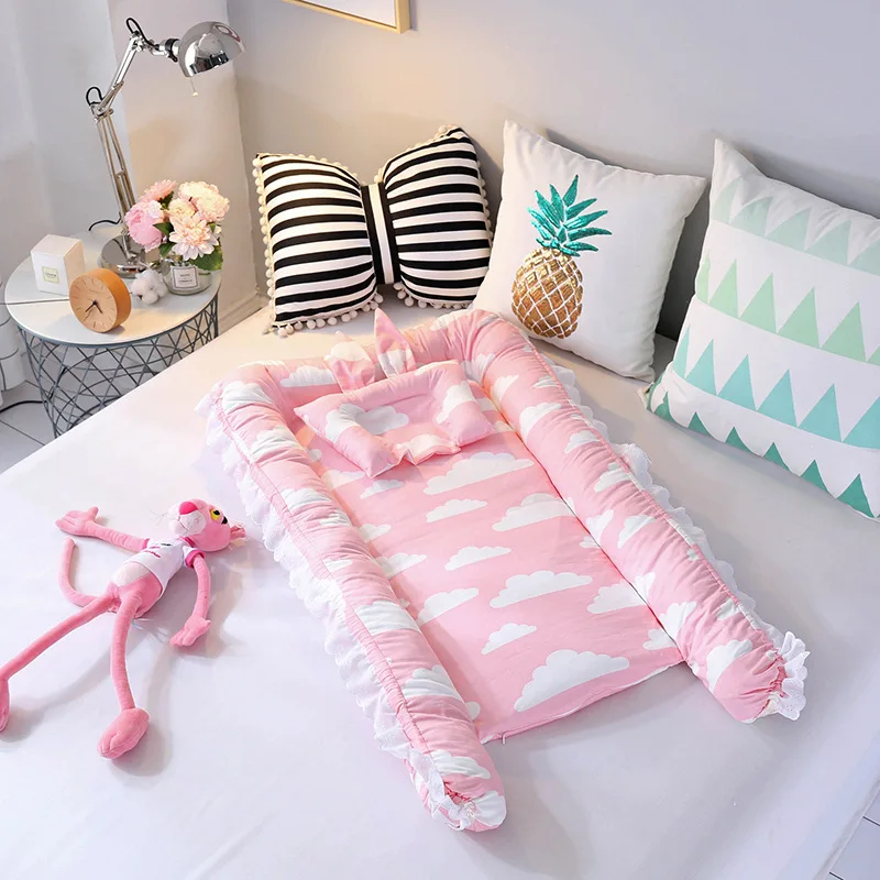 

Portable Crib Baby Nest Bed Folding Newborns Cots Nursery Sleep Nest With Pillow Cradle Bassinet Bed Cot Carry Baby Infant