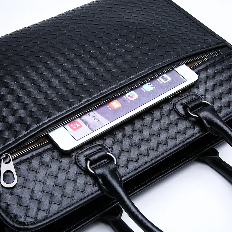 Men's Business Briefcase Woven Handbag Male Shoulder Cross Body Bag Laptop Messenger Bag New Design  Travel Bag for Man