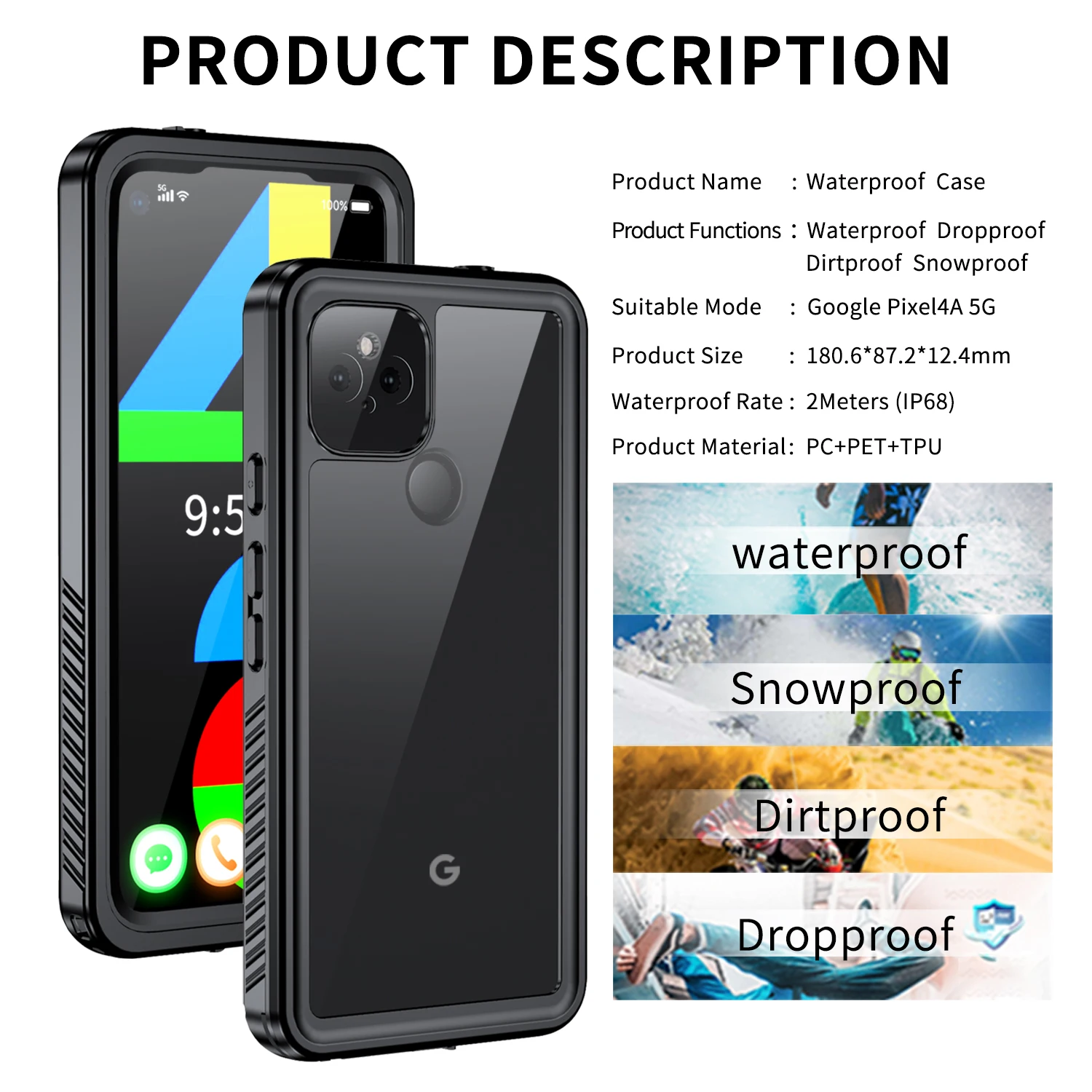 ip68 waterproof phone case for google pixel 4a 5g coque heavy duty full protection shockproof case pixel 4a 5g waterproof cover free global shipping