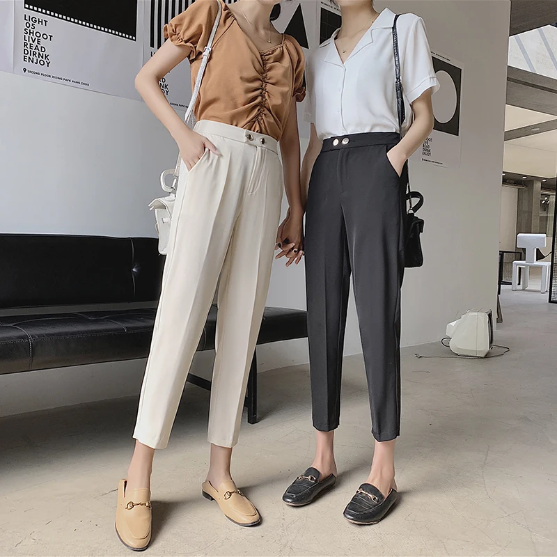 Новинка Осень 2020 женские эластичные брюки повседневные длинные шаровары