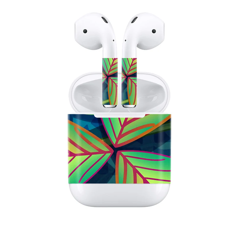 С тиснением из ПВХ материал кожи наклейка для Airpods Apple наушники с высоким