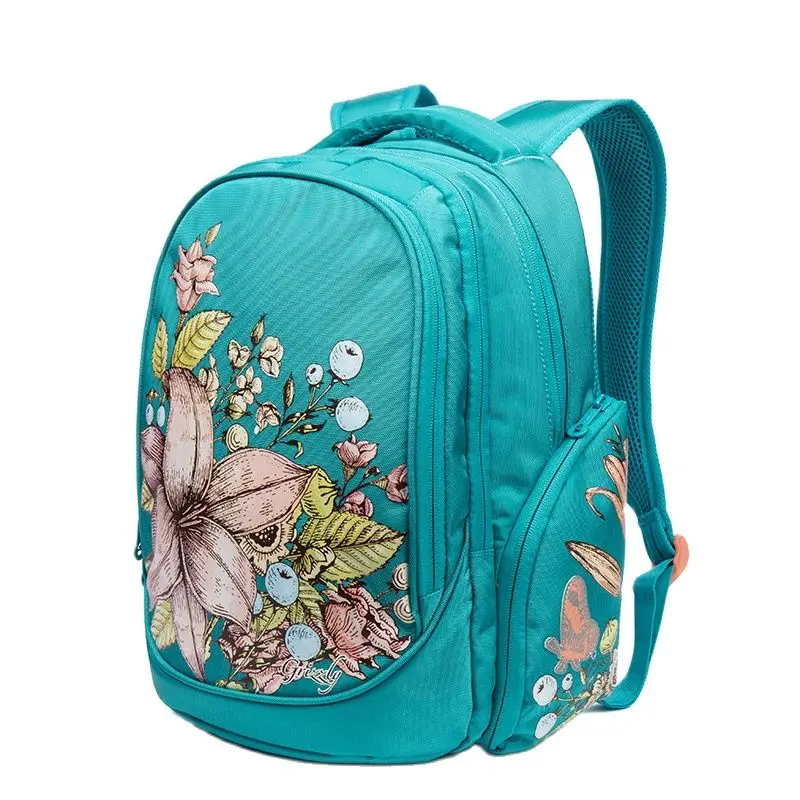 Children School Bags for Girls Floral Pattern Russia Style Primary School Backpacks Night Reflective Orthopedic Knapsack Mochila