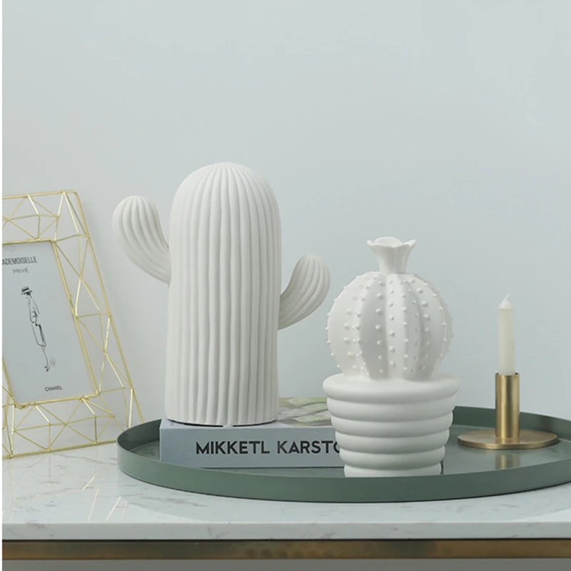 

Modern Ceramic Cactus Figurines Creative Ornaments Nordic Style Craft Soft Home Decorations Accessories Room Office Decor