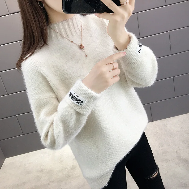 [DARK] осенне-зимний вязаный свитер с высоким воротником в Корейском стиле 2020