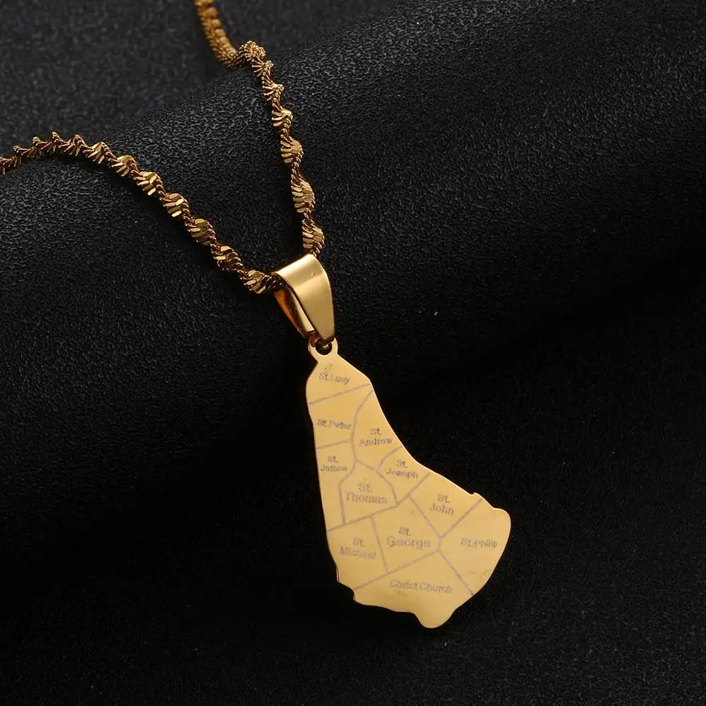Карта из нержавеющей стали остров бардоса подвесные ожерелья Модные карты цепи