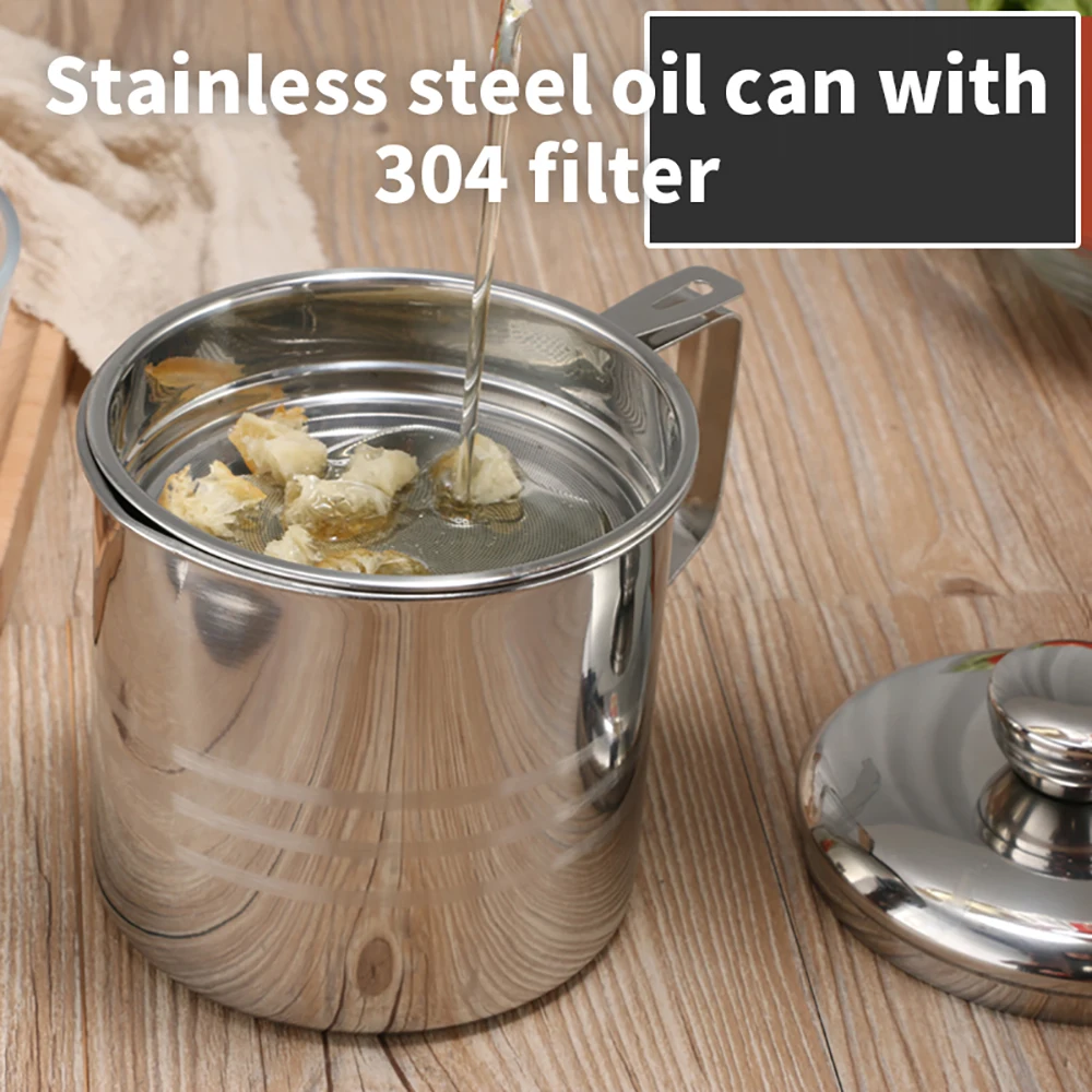 

1.2L Stainless Steel Oil Filter Pot Grease Strainer Separator Container Kitchen