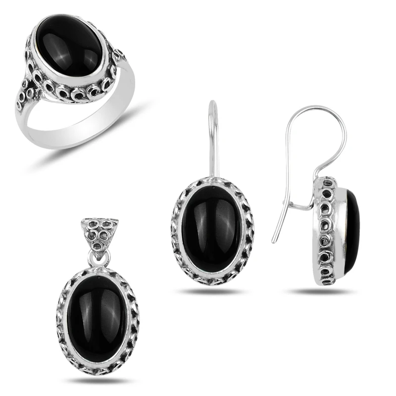 

Silverlina Silver Onyx Stone Handwork Set