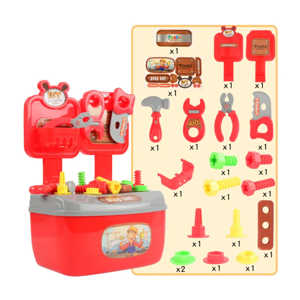 

22pcs Children's Toolbox Portable Toolbox Set Pretend Play Repair Tools Kit Disassembly Repair and Maintenance To