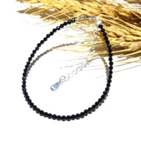 lii ji real gemstone black spinel bracelet faceted beads 2mm 925 sterling siver clasp adjustable kids friends mother nice gift