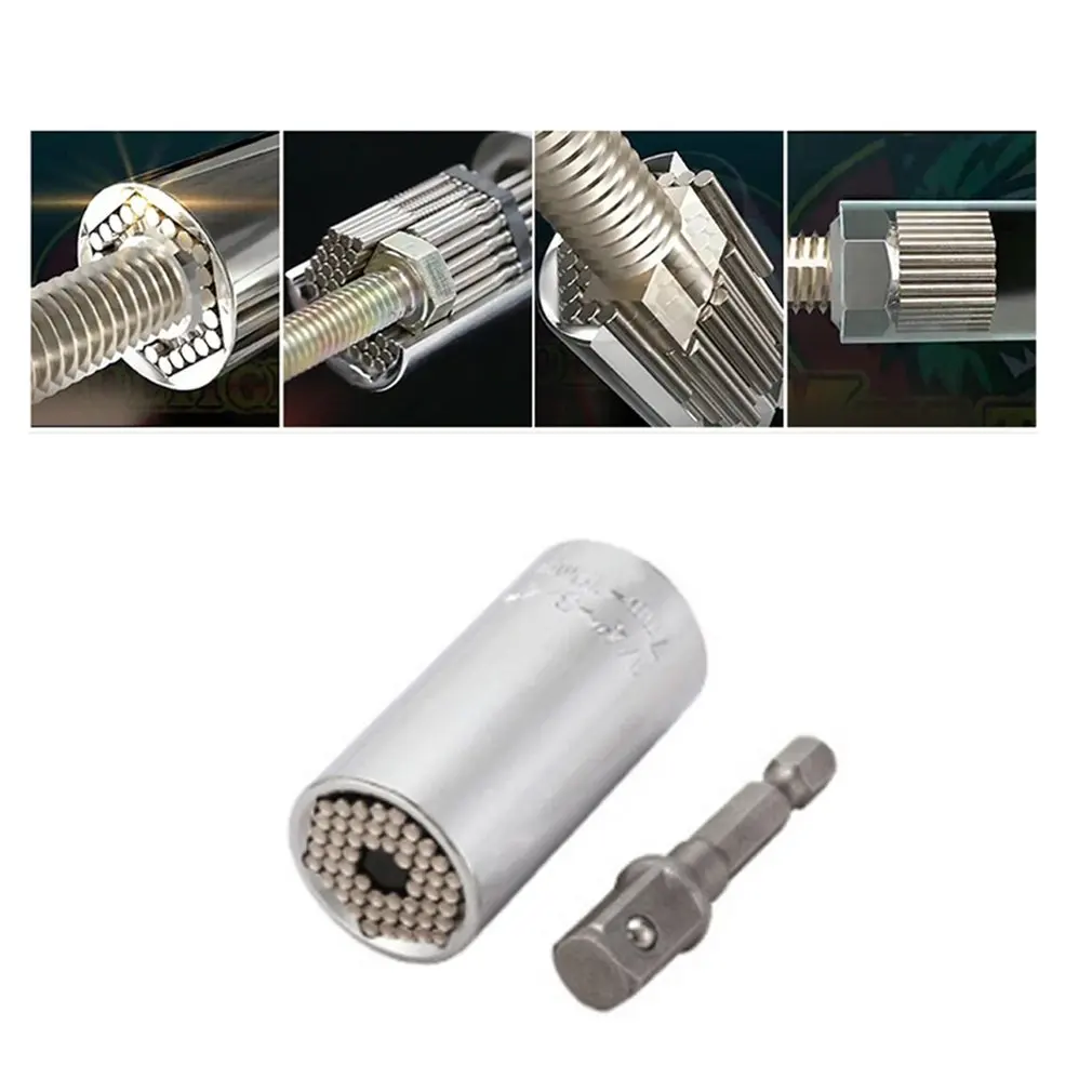 2 Pcs/Set Magic Spanner Grip Multi Function Universal Ratchet Socket 7-19mm Power Drill Adapter Car Hand Tools Repair Kit | Инструменты