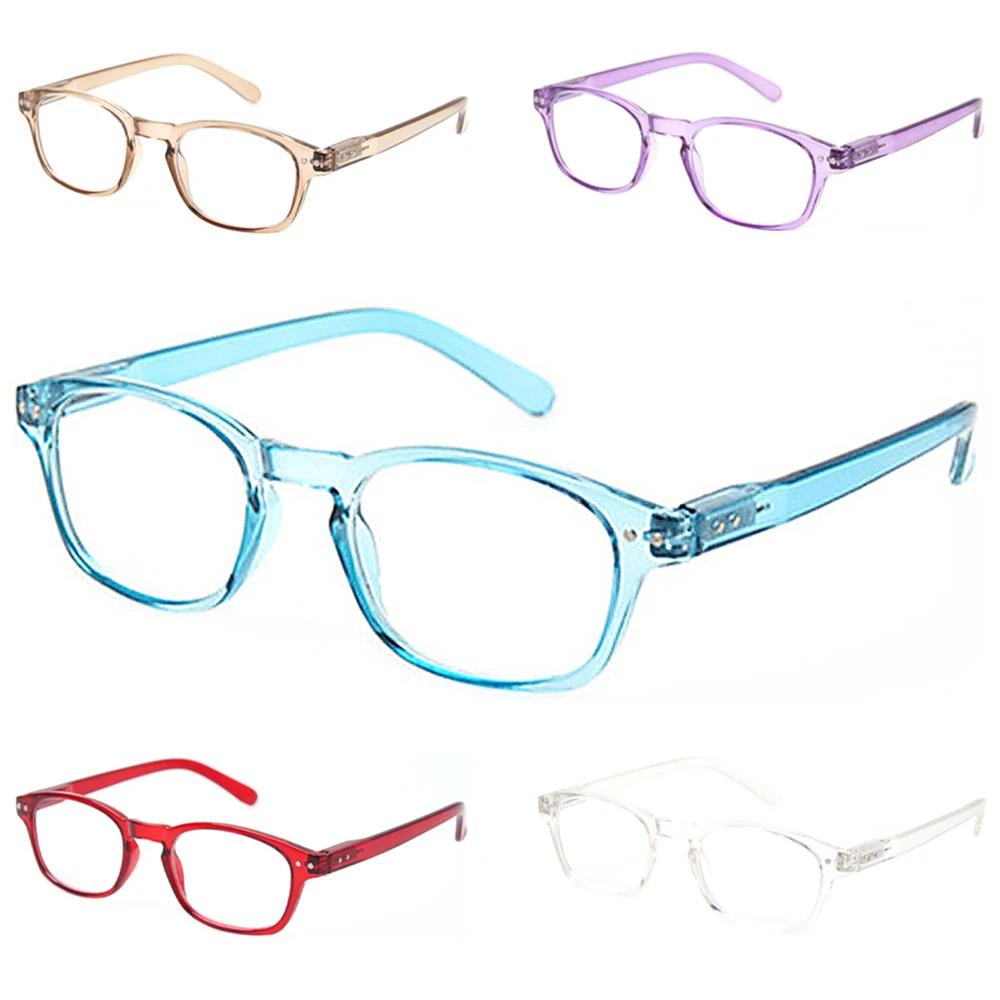 

Henotin Reading Glasses Fashion Men and Women Transparent Color Frame HD Presbyopia Reader Eyeglasses Diopter +0.5+2.0+4.0+6.0