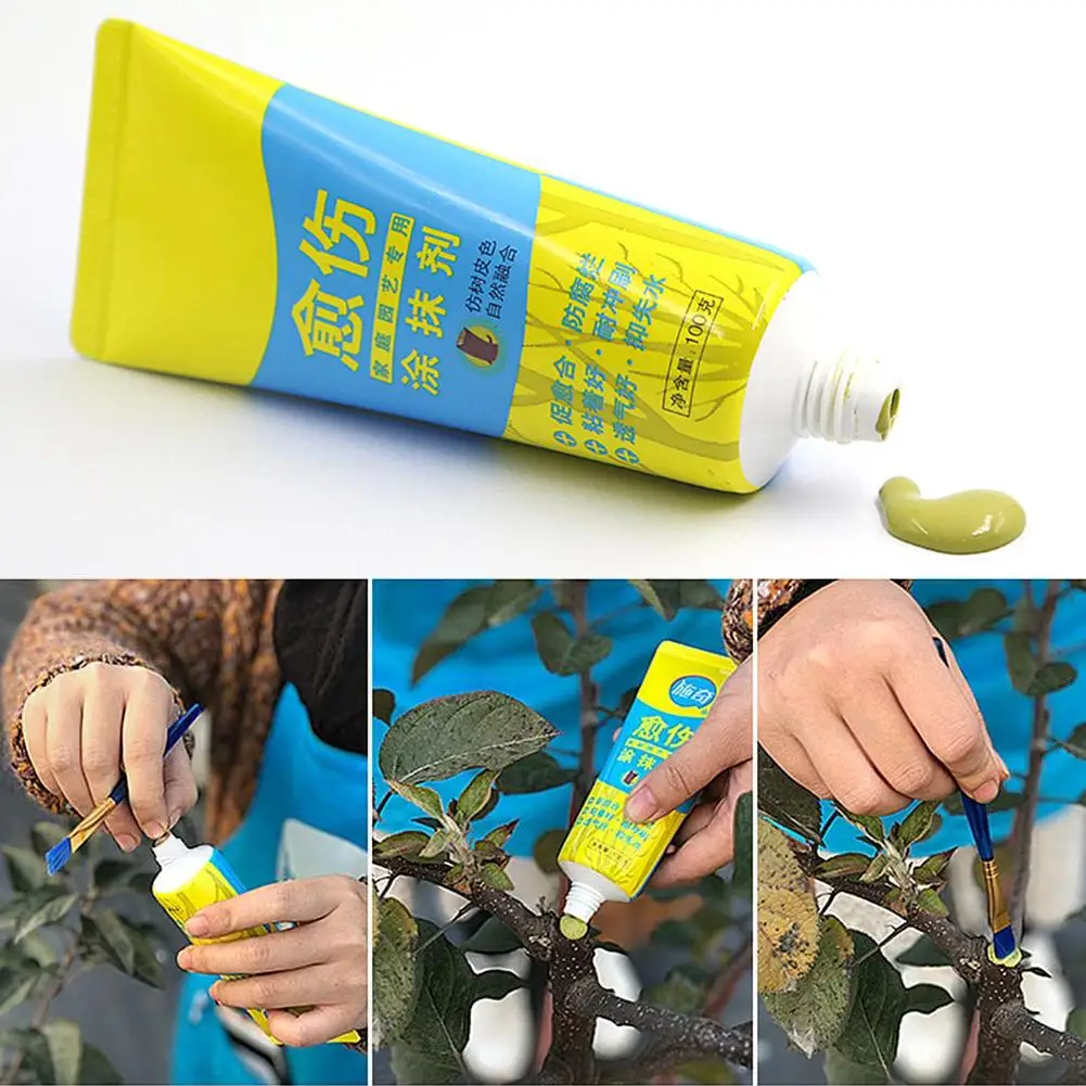 

100g Plant Tree Wound Cut Paste Smear Agent Pruning Compound Sealer with Brush Green plant flowers seedling wound healing cream