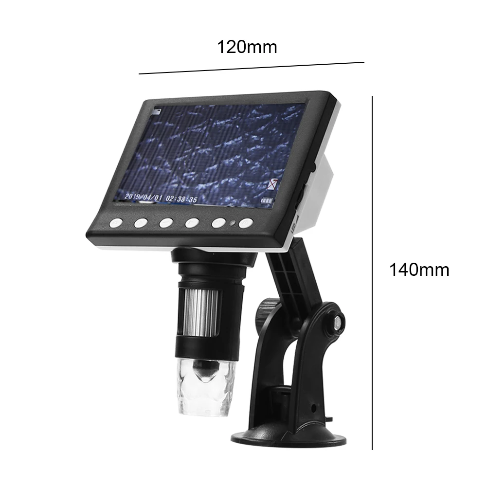 

1000X Digital Microscope 8 LED Phones Magnifier with 4.3 Inch Display Bracket for Garden Vest Observing Decoration