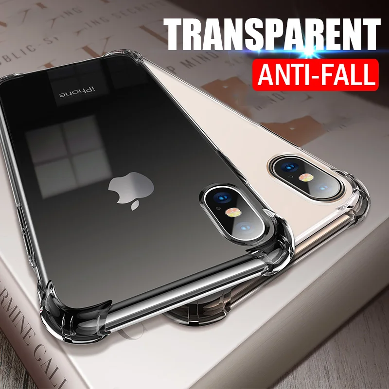 Роскошный Прозрачный ударопрочный чехол для iPhone 11 Pro X Xr Xs Max мягкий силиконовый 6s 7