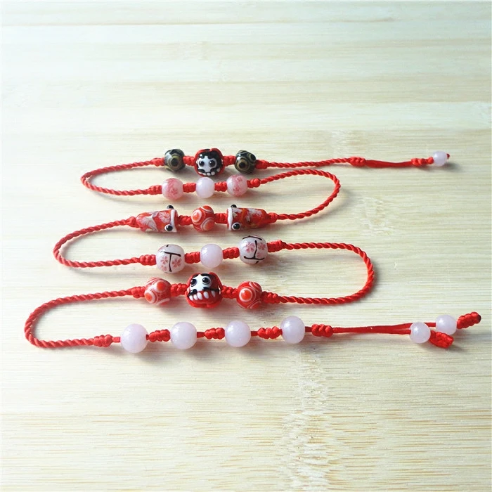 

Japanese style glass bead mouse year red rope waist chain to bring good fortune