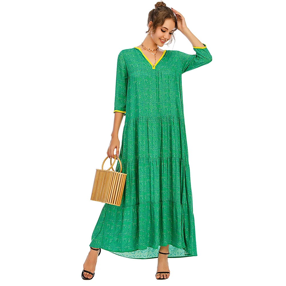 Женское богемное Платье макси с длинным рукавом летнее винтажное элегантное
