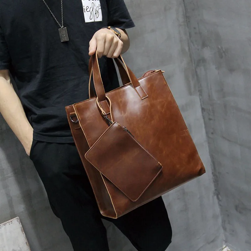 2022 vintage mens briefcase business office bags crazy horse leather handbag new computer laptop bag casual maletin mujer free global shipping