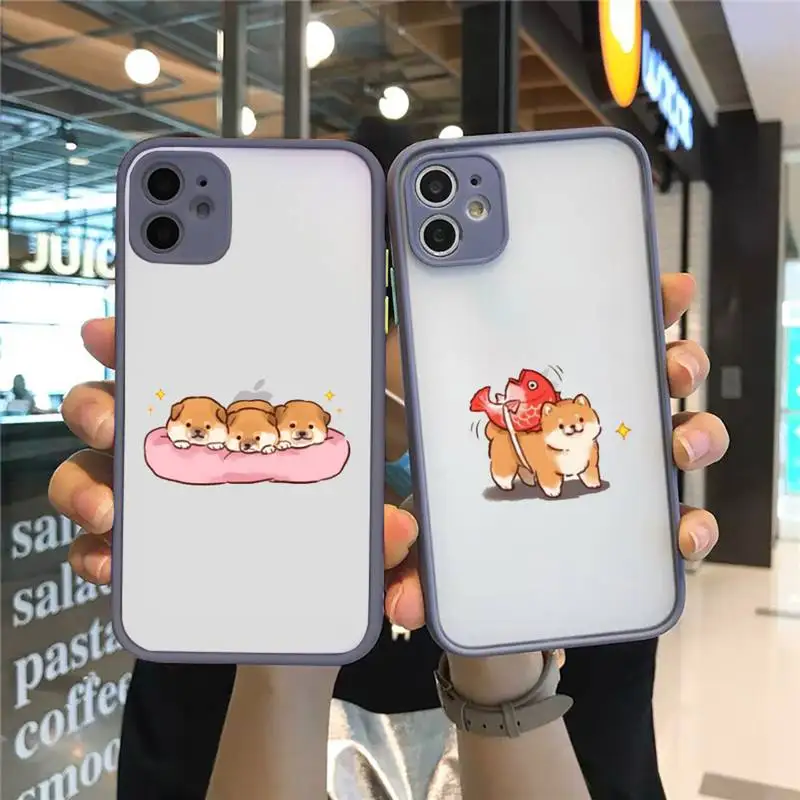 

Cute cartoon animal corgi dog Phone Case Matte Transparent for iPhone 7 8 11 12 s mini pro X XS XR MAX Plus cover funda