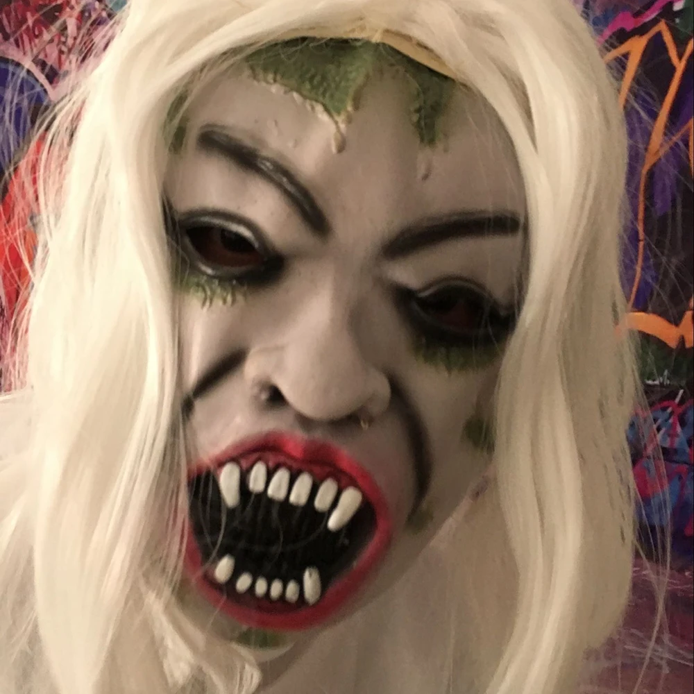 Латексная гримаса белая маска для Хэллоуина полное лицо ужас призрак вечерние