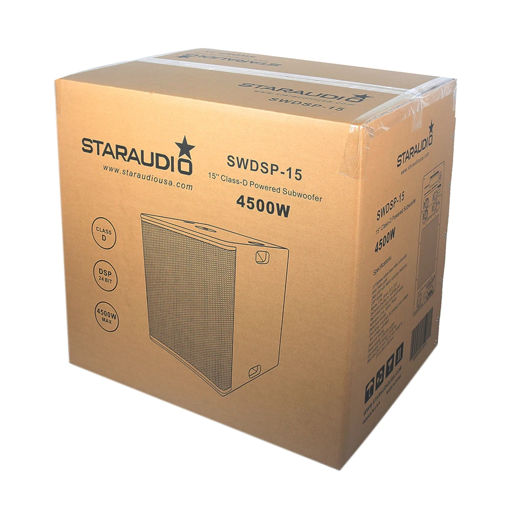 STARAUDIO 15 &quot4500 Вт Мощный PA DJ активный сабвуфер DSP стерео усилитель 24 бит деревянный