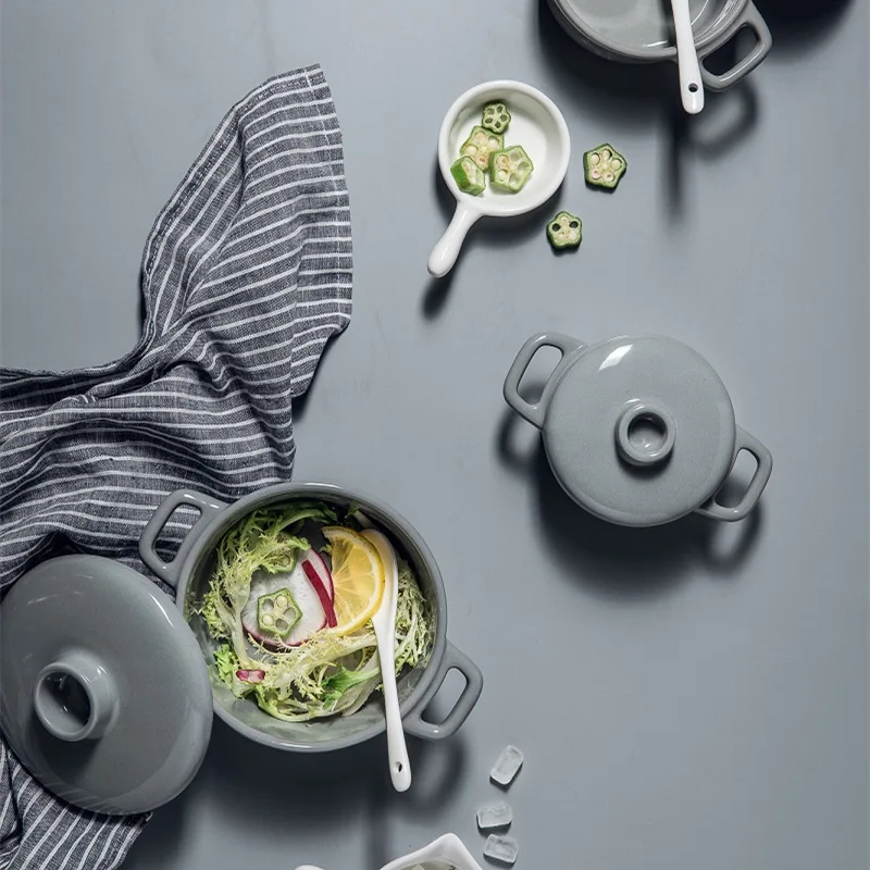 Керамические мини-миски для детского питания чаша выпечки с двойными ушками и