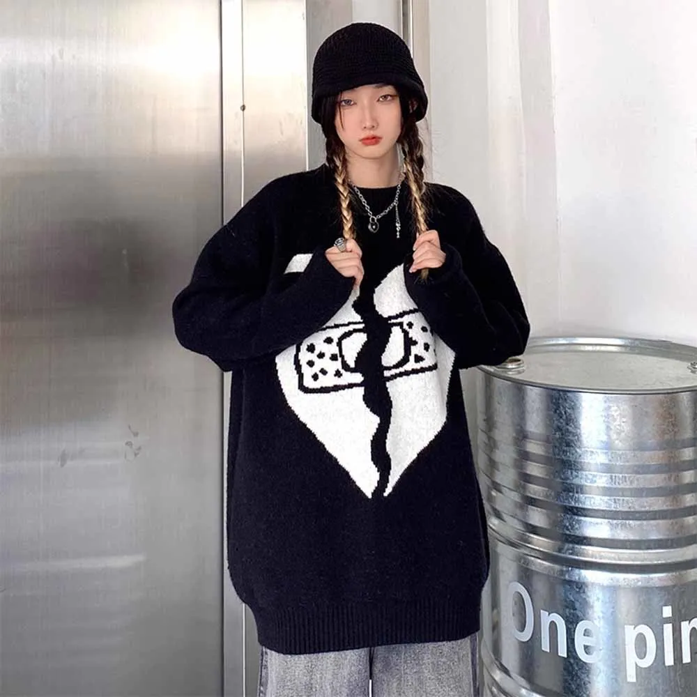 

Spring Harajuku Black d Sweater Autumn Women Pullover Gothic Clothes Jumpers Knitted Sweaters Loose Cute 2022