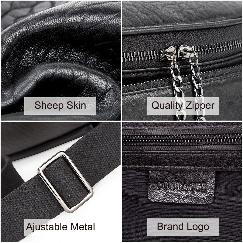 

Contact's Fashion Crossbody Bag For Women Genuine Leather Shoulder Bag Semicircle Design Handbag Female Sheep Skin Messenger Bag