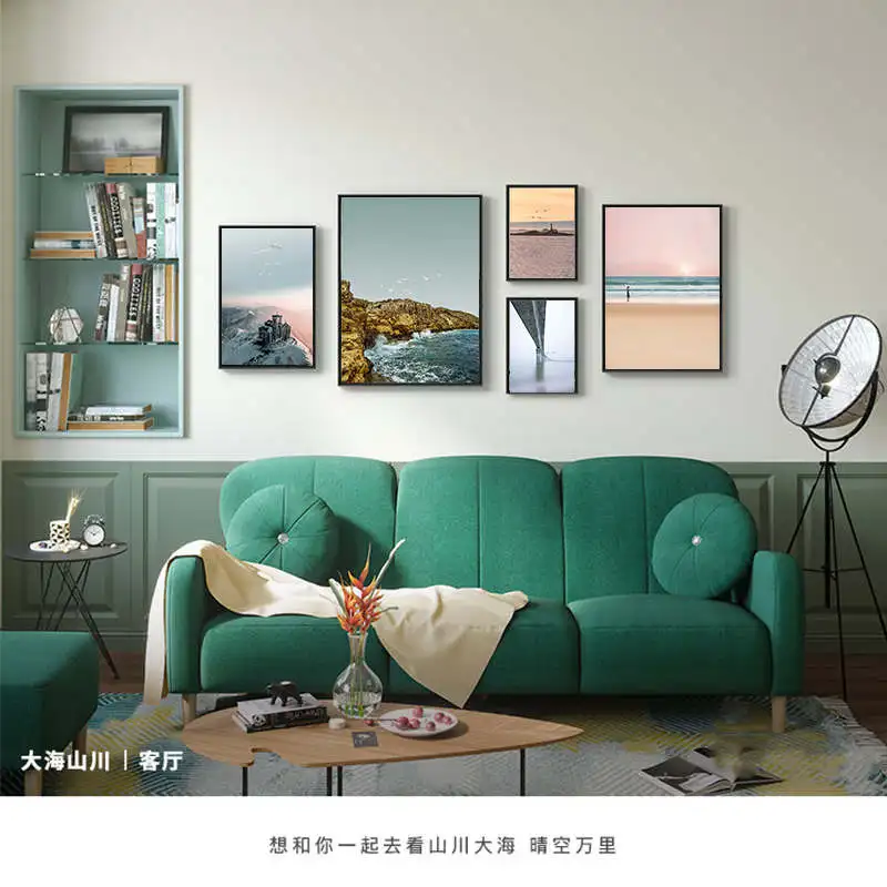 Скандинавский постер Постер Морская волна и мост на закате настенные картины для