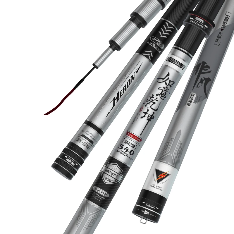 

60T Carbon Telescopic Power Hand Pole Black Pit Fishing Rod 3.6M-7.2M Travel Ultra Light 19 Tone Carp Fishing Peche Feeder Pesca