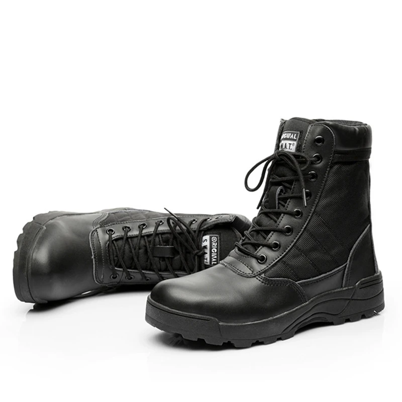 Мужские парусиновые кожаные ботинки, военные тактические армейские боевые ботинки, теплая уличная походная обувь от AliExpress WW