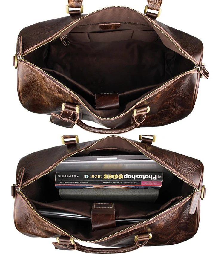 Мужская большая сумка на колесиках из натуральной кожи для путешествий воловьей