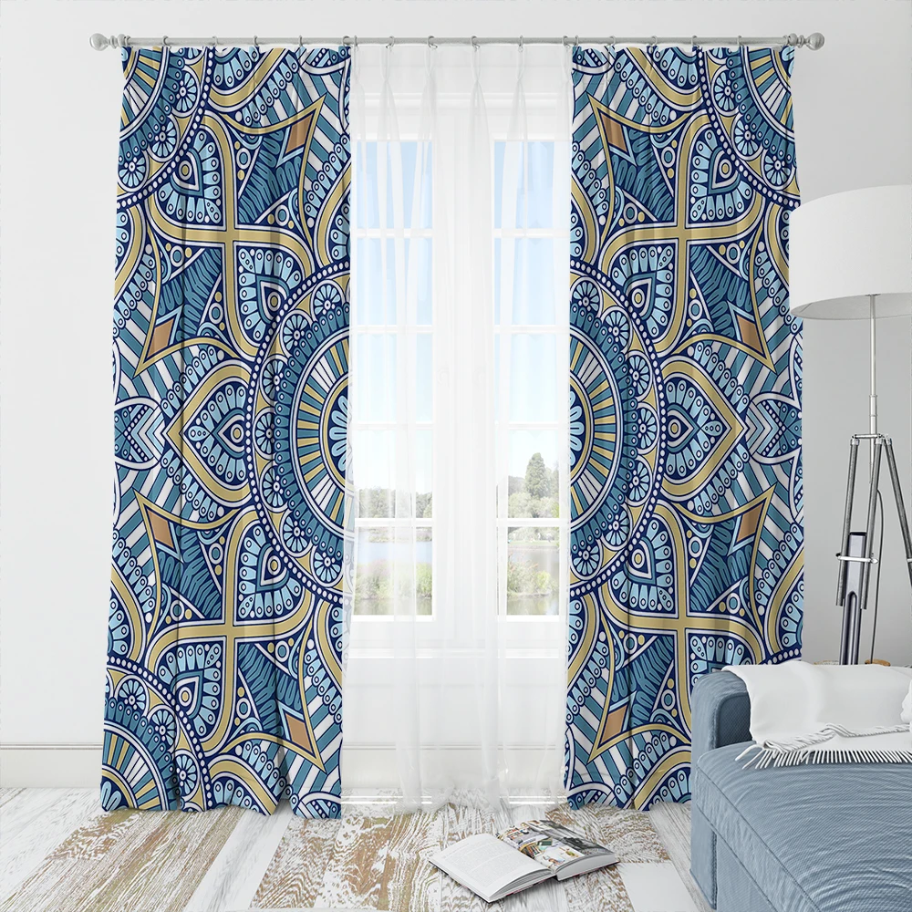 

Bohemian Mandala retro ethnic style curtains blackout for living room bedroom study bay windows custom home decor