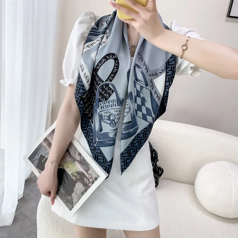 

Новый женский солнцезащитный галстук Baotou в европейском и американском стиле, шелковый шарф, Женский саржевый Шелковый большой квадратный ш...